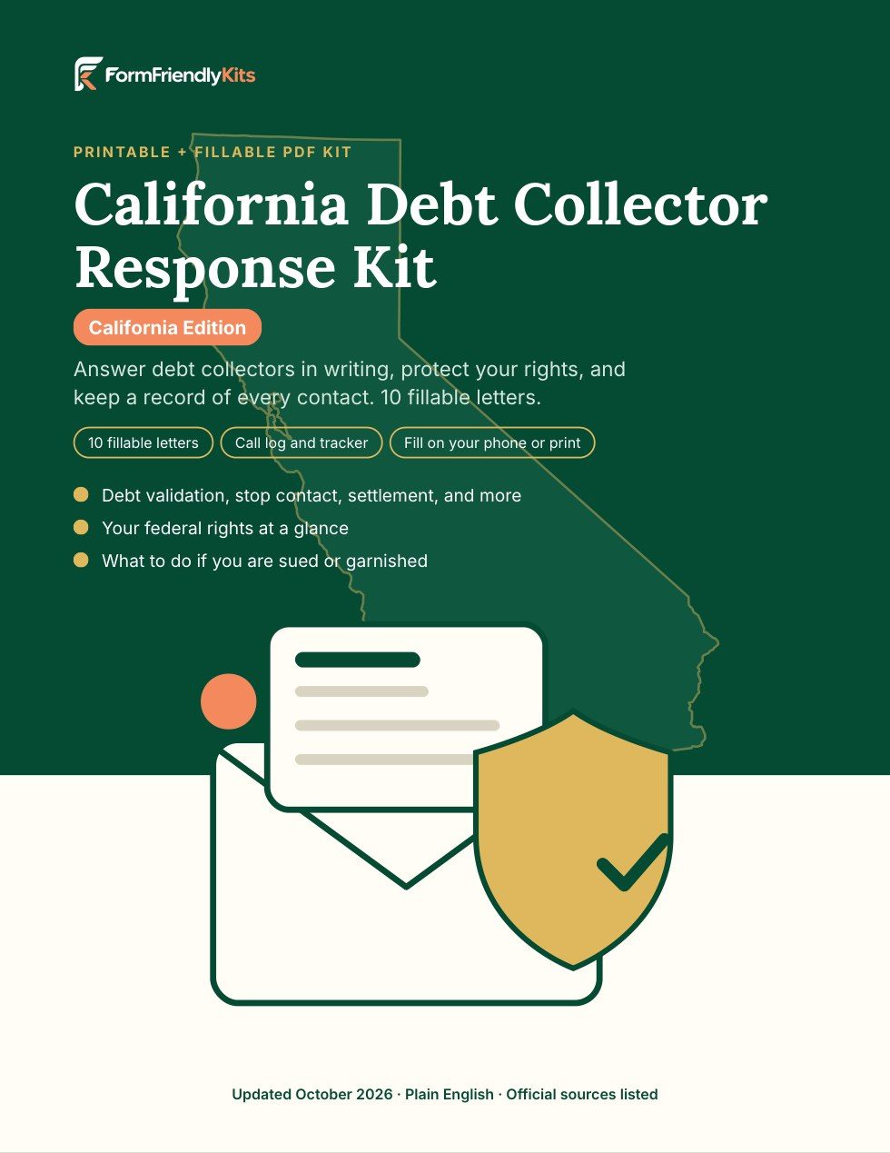 Cover of the California Debt Collector Response Kit