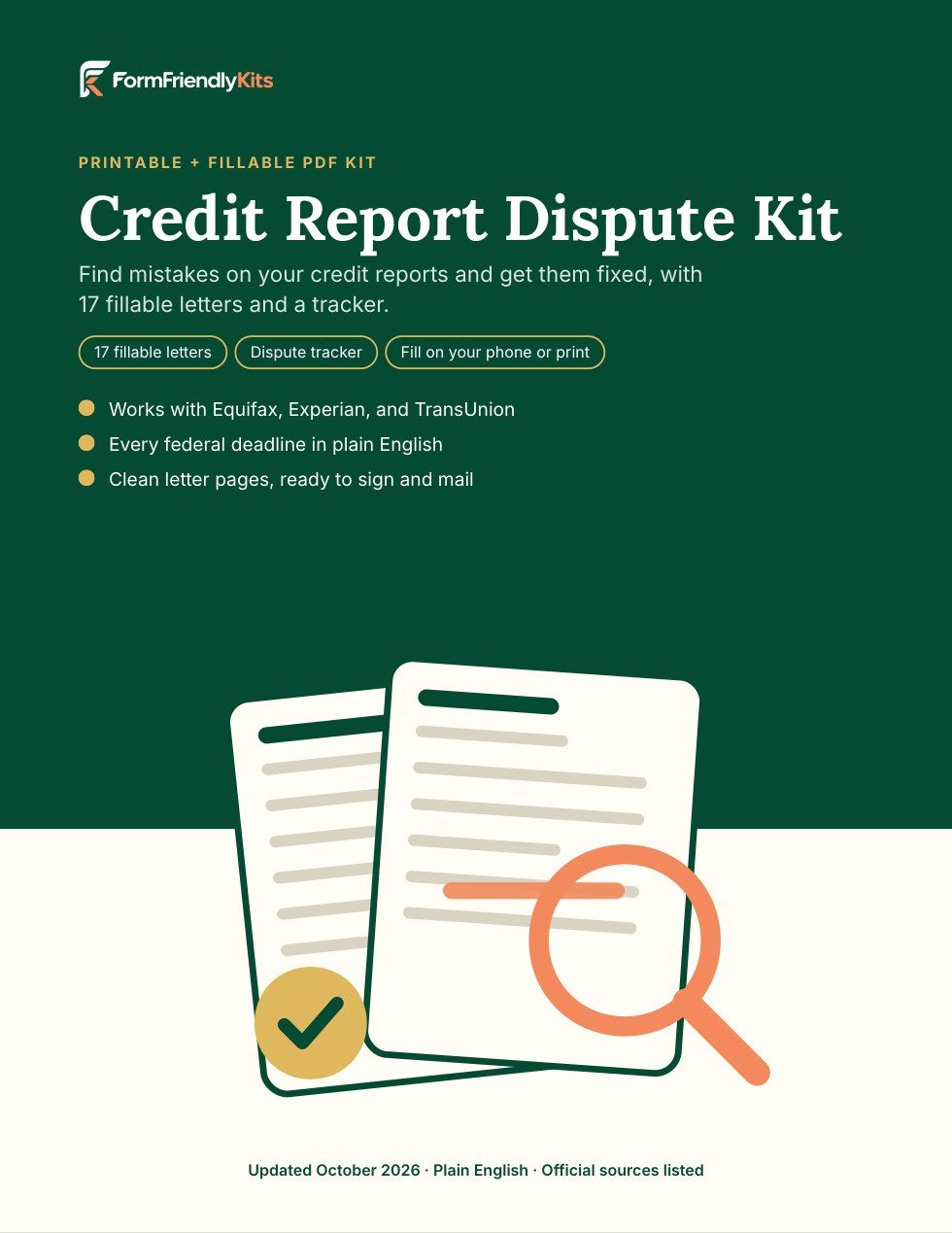Cover of the Credit Report Dispute Kit